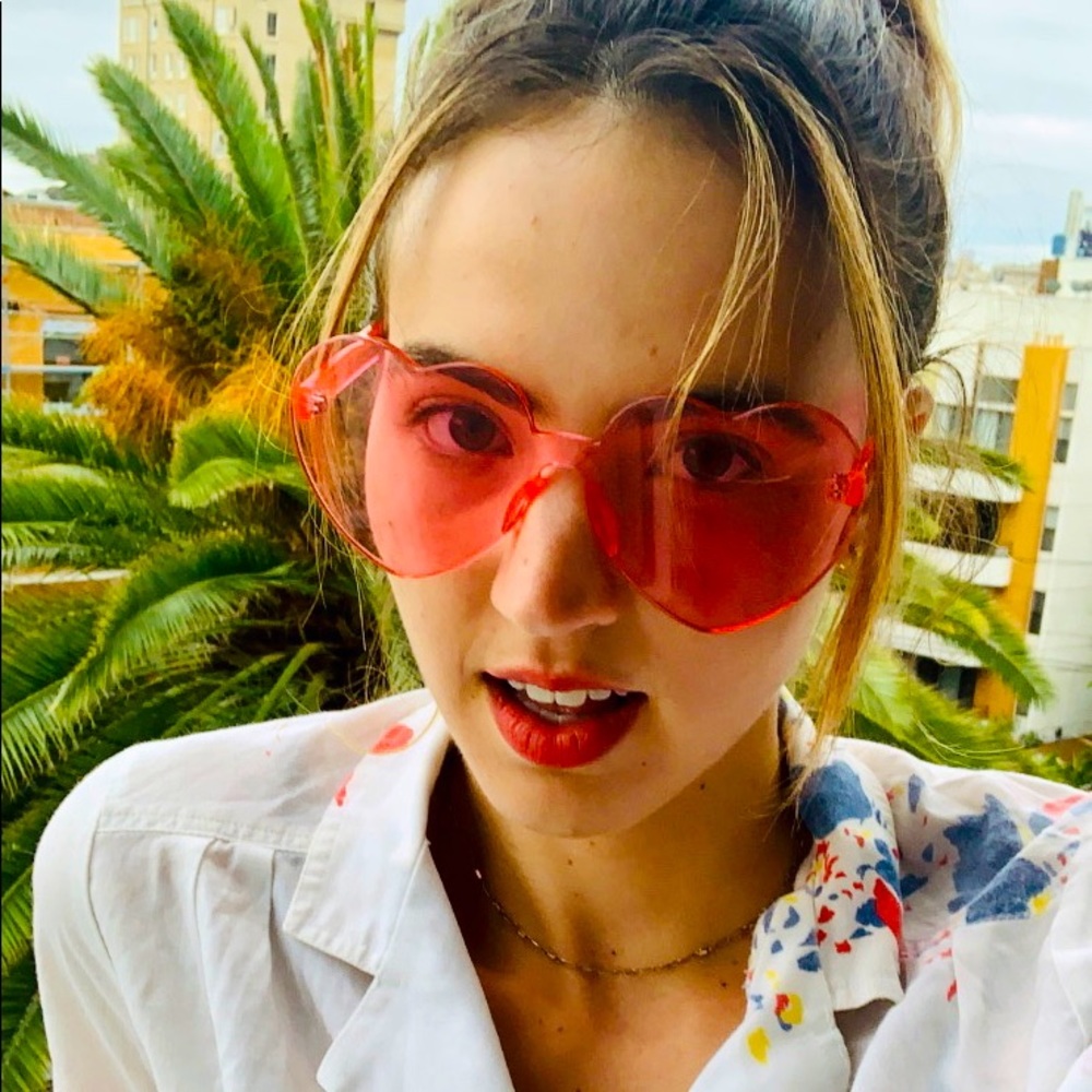 New! Pink Heart Shaped Sunglasses